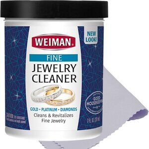 Weiman Fine Jewelry Cleaner Liquid with Cleaning Brush Restores Shine & Sparkles